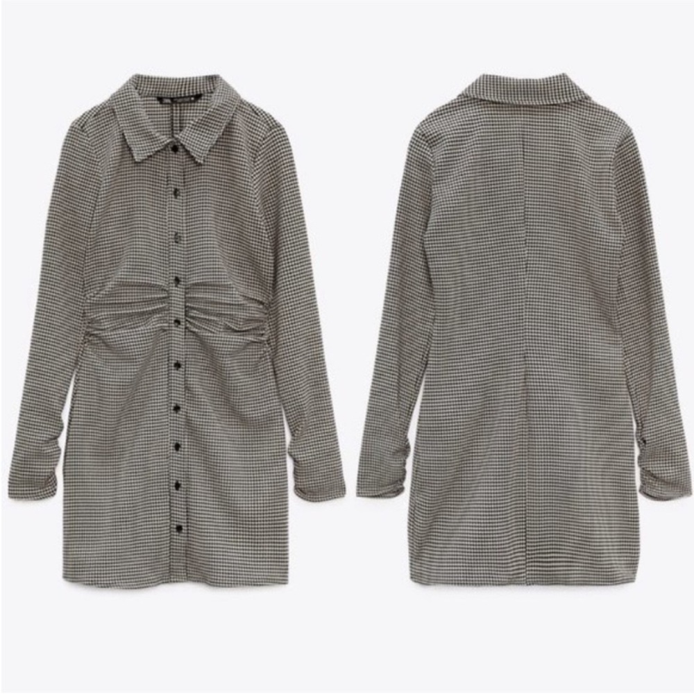 Zara Black and White Houndstooth Dress